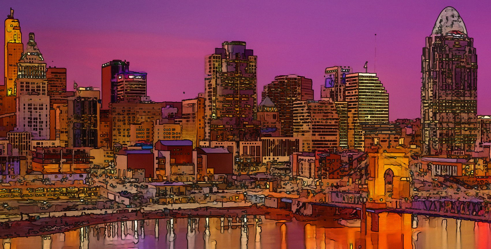 Cincinnati skyline at dusk